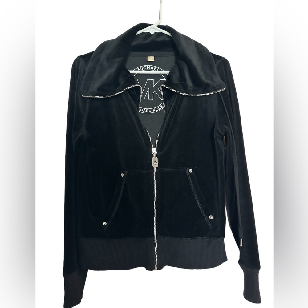 Michael KORS black velour front zip-‎ Like New!